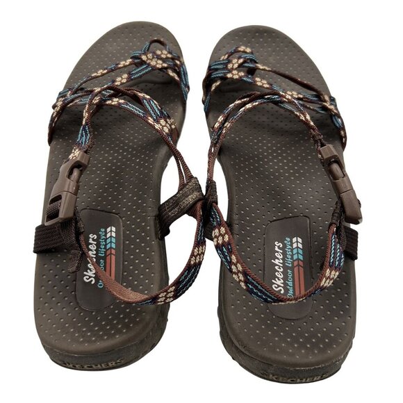 Skechers Womens10.5 Reggae Strappy Slingback Sandal Comfort Cushion Soles Hiking - Picture 8 of 12